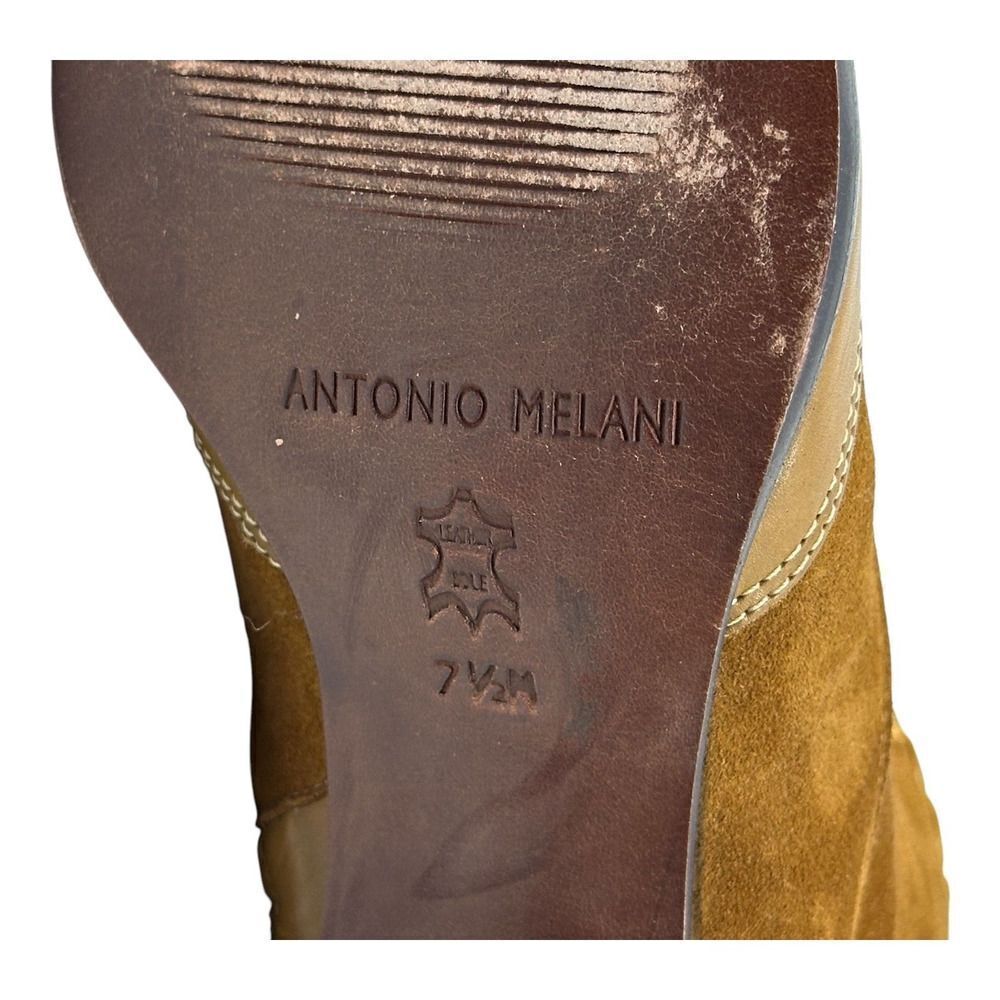 Antonio Melani Western Boots Women 7.5M Brown Suede Gold Pointed Kitten Heel - Picture 3 of 15